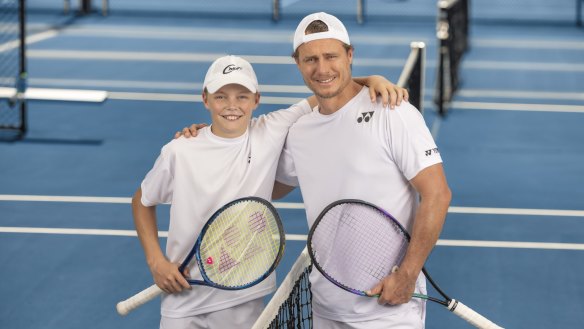 Tennis ace Lleyton Hewitt with son Cruz. 