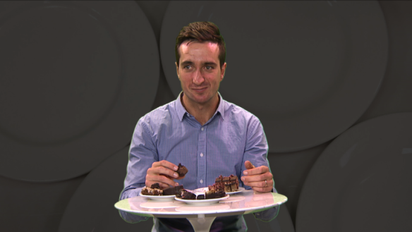 Nino Bucci tries to avoid sugar and was keen to test our selection of sugar-free, gluten-free desserts. He ended up eating ALL the caramel slices.