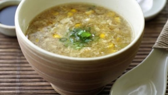 Cantonese-style sweetcorn and crabmeat soup