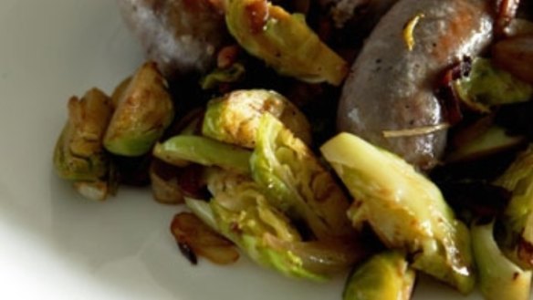 Brussels sprouts with pancetta and sausages