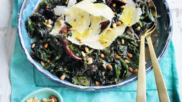 Neil Perry's braised cavolo nero and silverbeet.