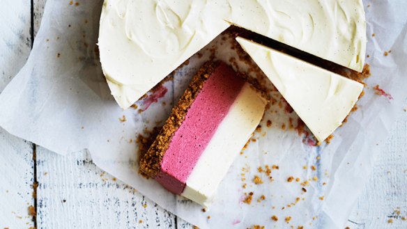 Sweet and beautiful: Raspberry and yoghurt mousse cake.