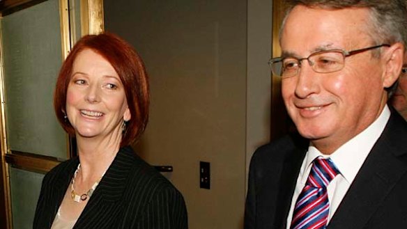 Julia Gillard and Treasurer Wayne Swan after being installed as Prime Minister and Deputy.