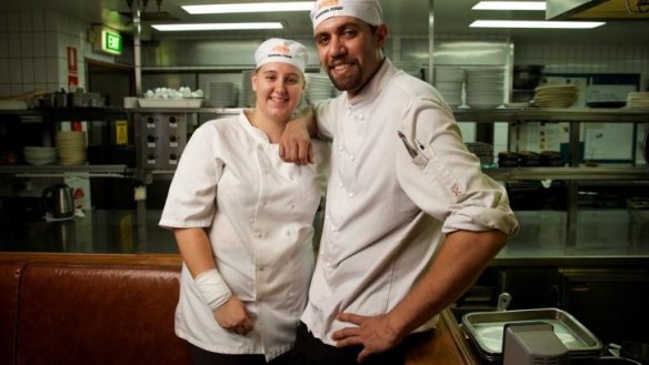 Ashleigh Jarvis and John Seden, two indigenous chefs who will soon graduate from the William Angliss Institute, a hospitality training school in Surry Hills.