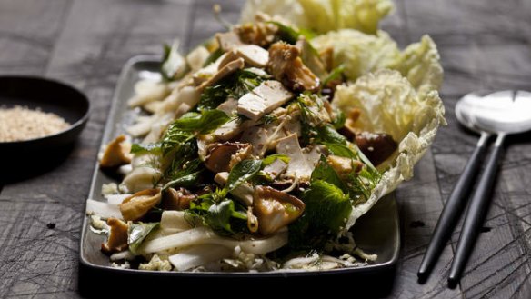 Chinese cabbage, shiitake and tofu salad.