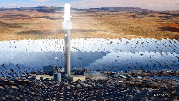 An artist's rendering of the Aurora Solar Thermal Plant.