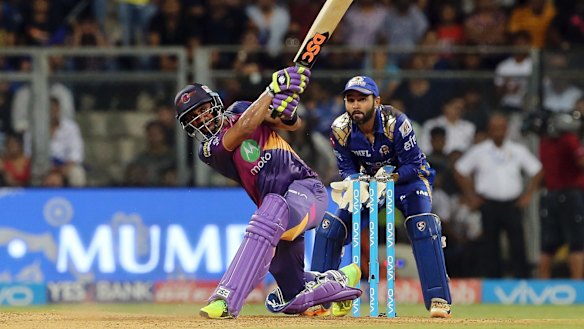 Pulling big audiences, and advertising dollars: Rising Pune Supergiant player Manoj Tiwary bats during their IPL Qualifier cricket match against Mumbai Indians earlier this year.