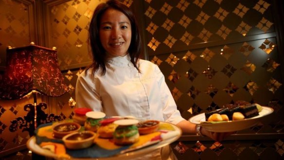 Pastry chef Janice Wong with her afternoon tea treats.