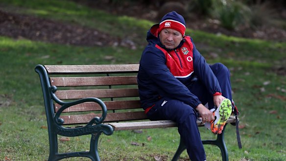 Eddie everywhere: England coach Eddie Jones during an England training session in Melbourne.