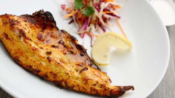 Tandoor-charred rainbow trout.