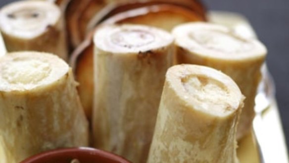 Roast bone marrow and parsley salad