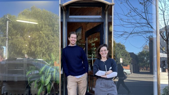 Chef Ali Currey-Voumard with Campbell Burton, owner of Public Wine Bar in Fitzroy North.