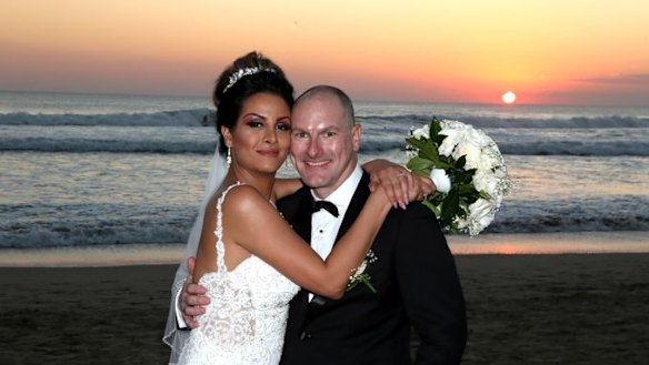 Matt Goland, 38, and Bita Zaeim, 32, after their wedding in Bali.