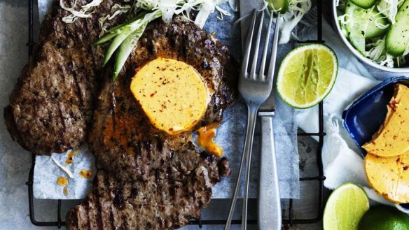 Minute-steak with chipotle butter and lime.