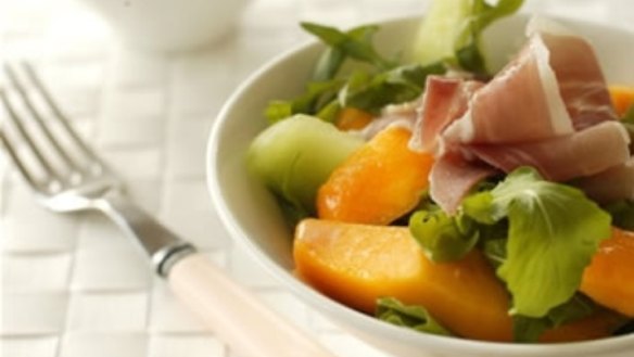 Apricot and prosciutto salad with cabernet sauvignon vinegar dressing