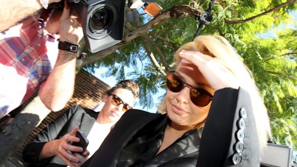 "Your driving record is very poor": Lara Bingle arrives at Waverley Local Court for sentence.