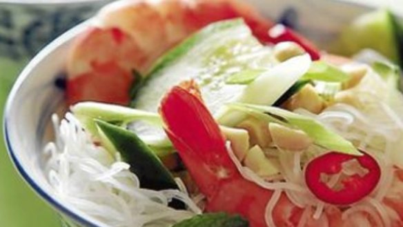 Cucumber and prawn salad with chilli and lime dressing