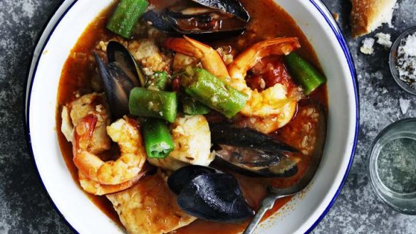 One-pot wonder: Brown rice and seafood gumbo.