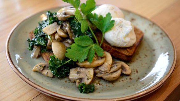 Hearty and healthy: Mushroom ragu with kale and poached eggs.