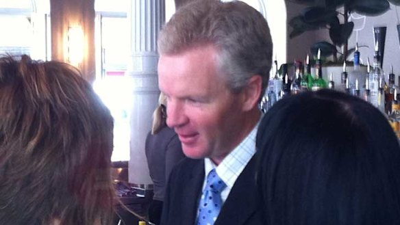 Cheers ... Jeffrey Gilham enjoys a celebratory glass of champagne in the CBD hotel, on the corner of King Street and York Street in Sydney.