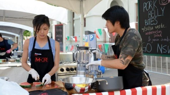 Uel and Shannelle Lim competing on My Kitchen Rules in 2014.