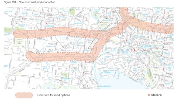 Sir Rod Eddington's potential routes for new toll roads through the west, proposed in 2007. 