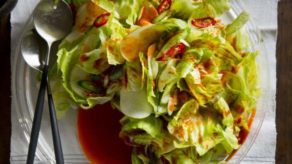Great with chicken or fish: Cos and nashi salad with gochujang chilli dressing.