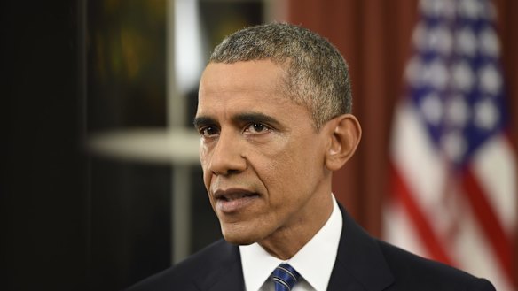 President Barack Obama addresses the nation from the Oval Office at the White House in Washington.