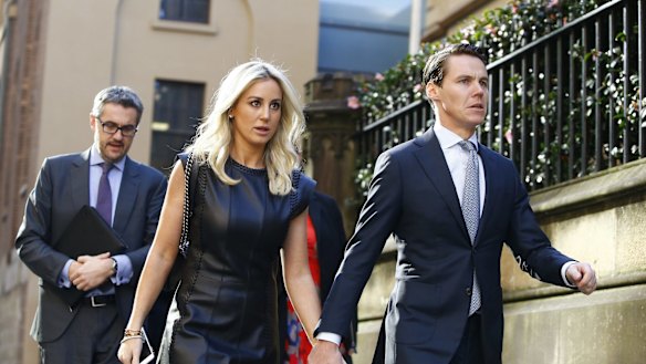 Jacenko with husband Oliver Curtis during the insider trading trial in May.