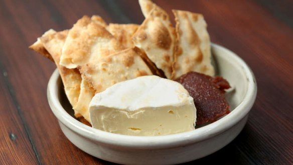 Triple-cream cheese and crackers.