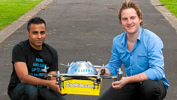 Zookal textbook rental service founder Ahmed Haider, 27, and founder of drone service Flirtey Matthew Sweeny, 26.