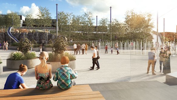 Artists drawings of a $60 million 'European-style' plaza set to rival Federation Square that will be built in the heart of Prahran called Cato Street.