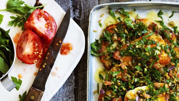 Farro and haloumi salad.