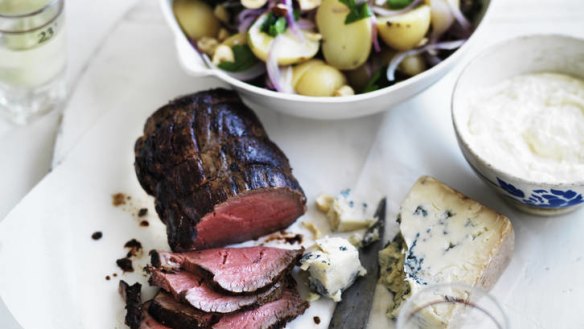 Neil Perry's roast beef, gorgonzola and potato salad.