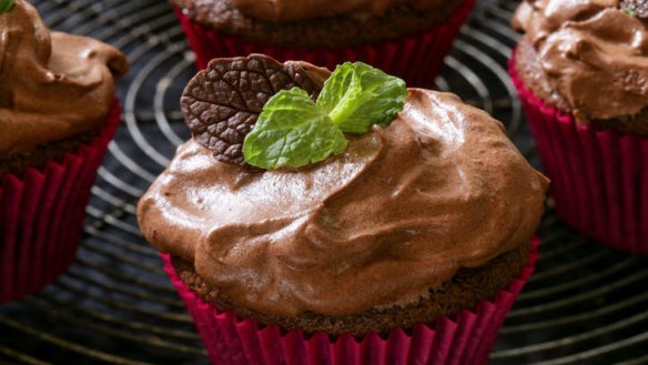 Caroline Velik's chocolate mousse cupcakes with mint.