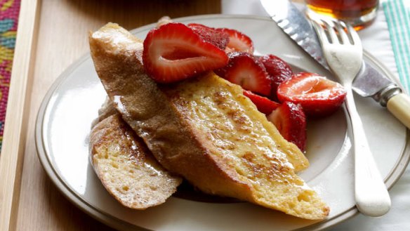 Weekend breakfast: Cinnamon french toast with strawberries.