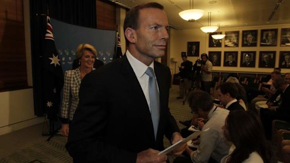 Good day: Tony Abbott made a statement following the ALP leadership ballot.