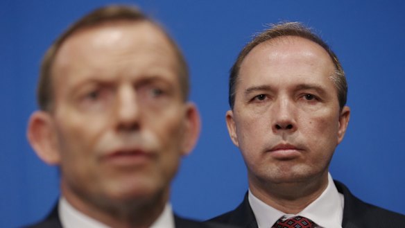 Immigration minister Peter Dutton with former prime minister Tony Abbott.