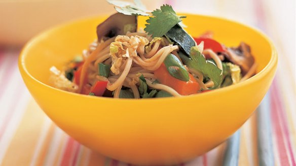 Vegetarian: Stir-fried vegies and tofu with noodles.