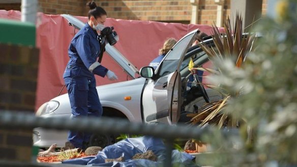 The scene near Endeavour Hills police station.