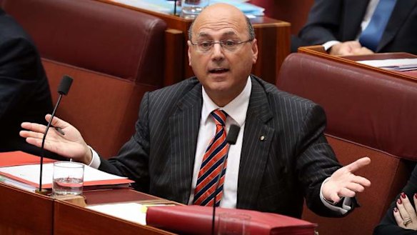 Senator Arthur Sinodinos Assistant Treasurer during Senate question time on Tuesday. Photo: Andrew Meares