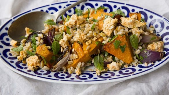 This pumpkin and farro salad makes a great side for slow-cooked meats.