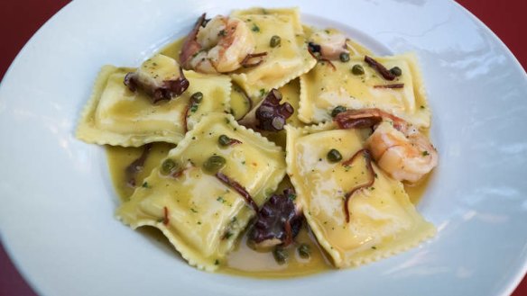 Prawn and lobster ravioli.