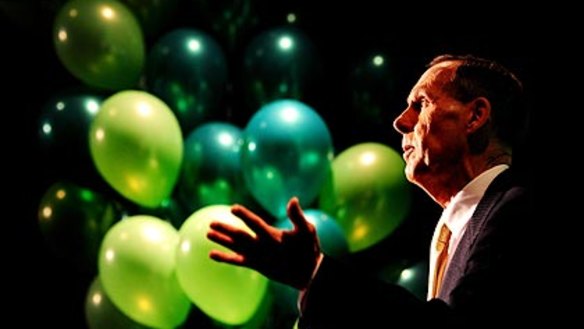 Life of the party: Bob Brown at the Australian Greens campaign launch in Canberra. 