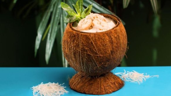 Rosie's coco colada, with Pampero dark rum infused with pimento, pineapple and coconut. 