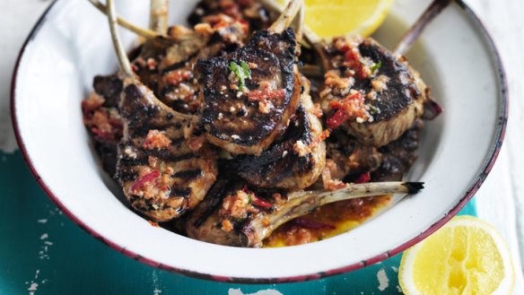 Simple summer entertaining: Barbecued lamb cutlets with salsa.