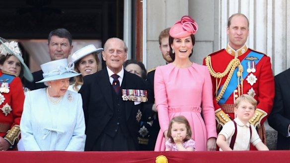 Prince Philip, with the Queen, the Duke and Duchess of Cambridge, Prince George and Princess Charlotte at Trooping the Colour last week.