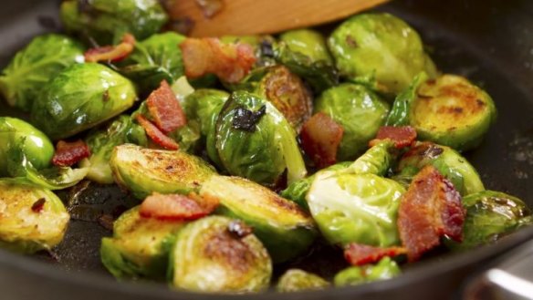 Apple and/or diced bacon are delicious with sauteed  brussels sprouts.