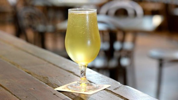 Knockabout drop: A glass of Johnno cider at Newstead Brewing Co. in Brisbane.