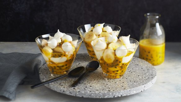 Convert an oversupply of passionfruit into a syrup for desserts. 